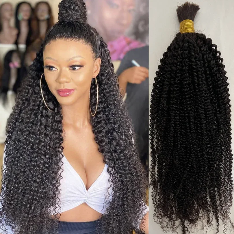 Brazilian Kinky Curly Hair Bulk for Braiding 100% Unprocessed Human Hair Bundles Extensions Curly 12-30inch 1/2/3 Pcs/Lot_voghion.com
