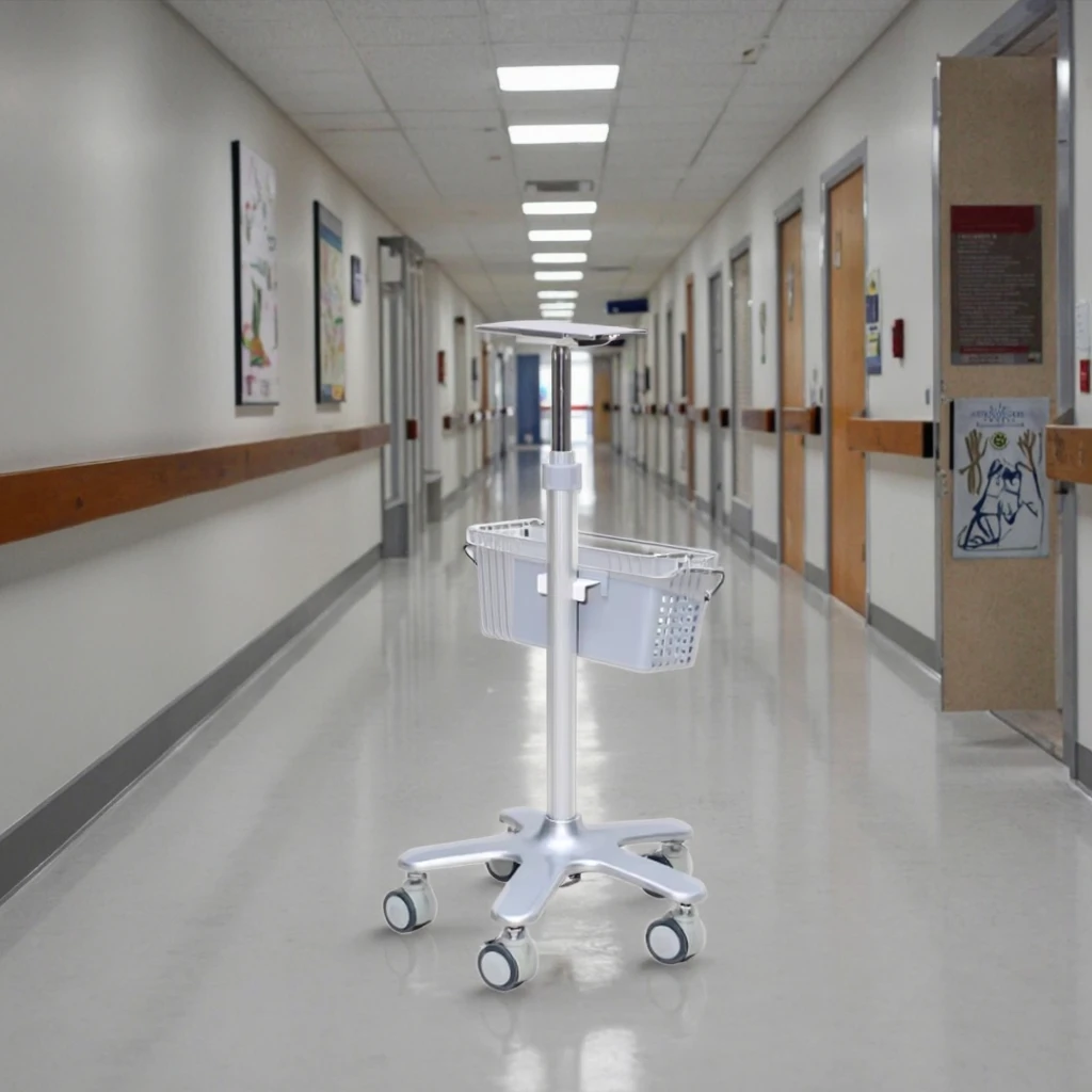Operating Room Equipment Carrier Anti-Tip Five-Leg Base Rotatable Utility Basket Modern ABS Hospital-Grade Living Room Dining 2