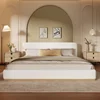 White + Wood+Fabric + King