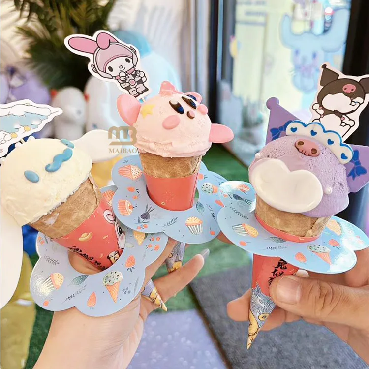 Einweg-Eisbecher-Halter Anti-Tropf-Papier-Eis am Stiel-Halter Maßgefertigte Eiscreme-Waffel-Papierschale To-Go-Eiscreme-Tüte Dessert-Box| Alibaba.com