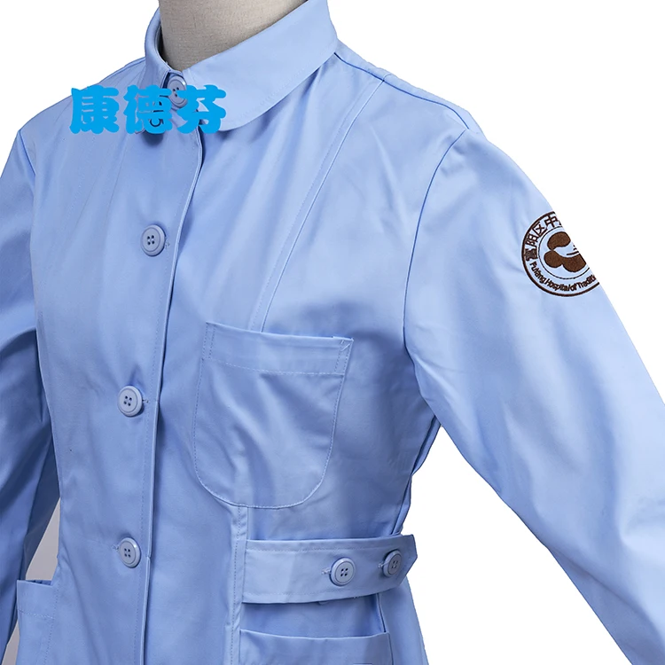 Blue Collar Button Pocket Nonwoven Isolation Gown Polyester