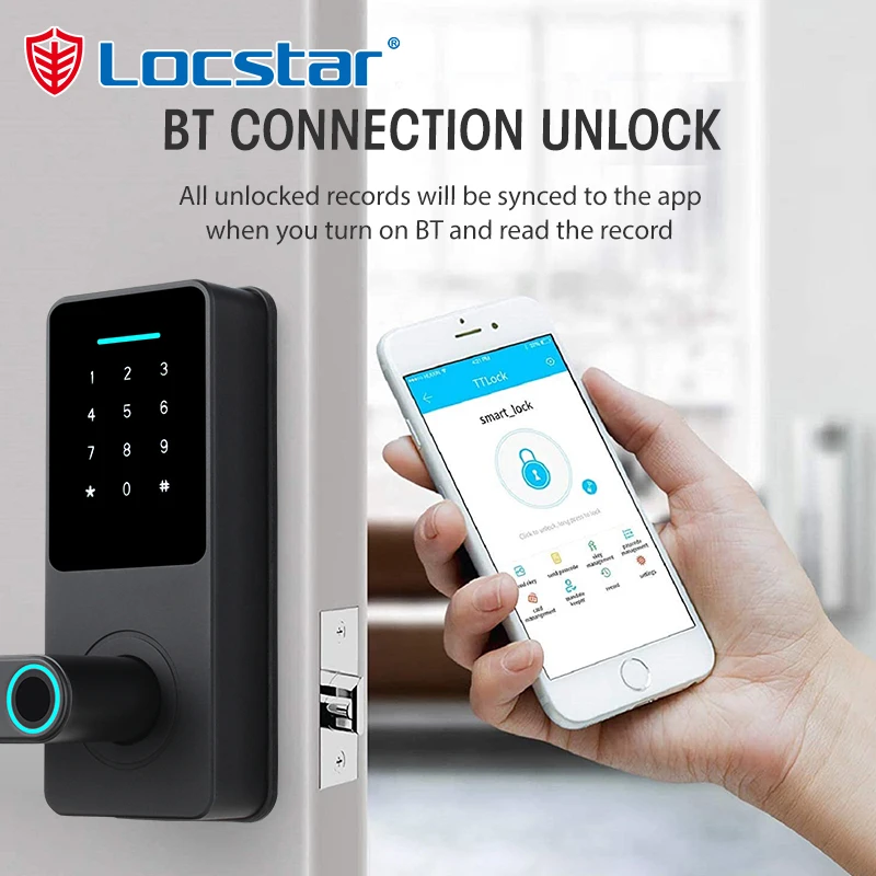 Locstar Smart Locks Keyless RFID Card Password Digital Fingerprint Electronic Aluminum Door Smart Lock for Front Door