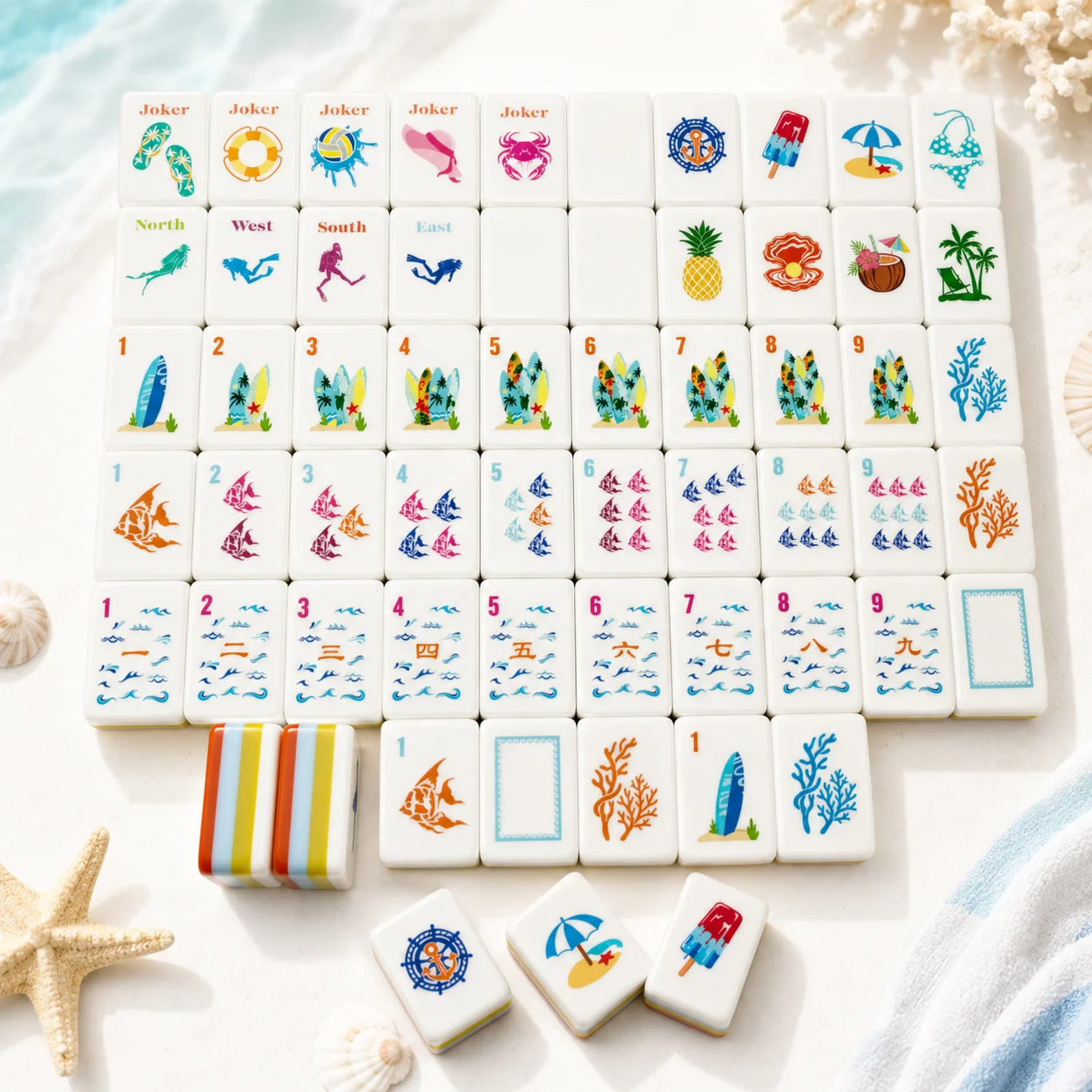 Blue Ocean Theme Modern Foldable Portable Acrylic American Mahjong Brand Home Gift Set Hand Play Model  Guangdong