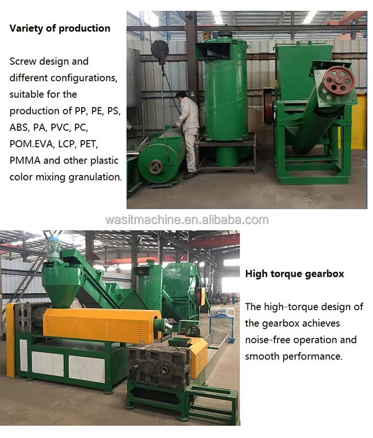 150-350kg/hour Automatic Waste Plastic Making Machine Plastic Pellet Recycle Granulator