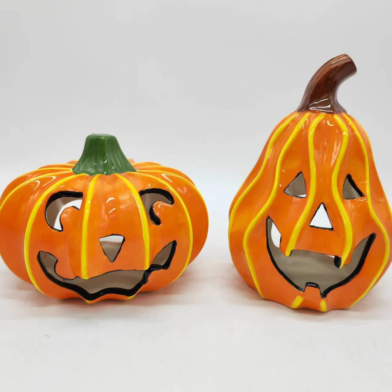 Handmade personalized paint your own ceramic pumpkin halloween decoration light up christmas ornaments