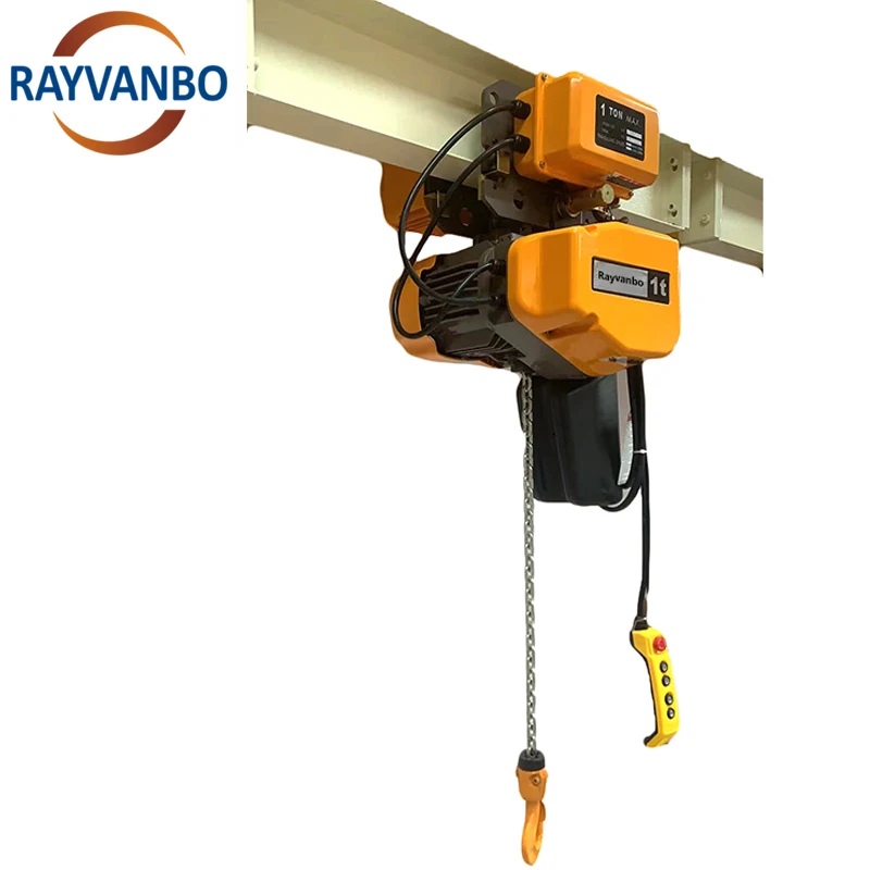 EQ Series Fixed Type Motorized Trolley Type Electric Chain Hoist 150kg 250kg 500kg 1t 2t Electric Hoist with Clutch for Workshop
