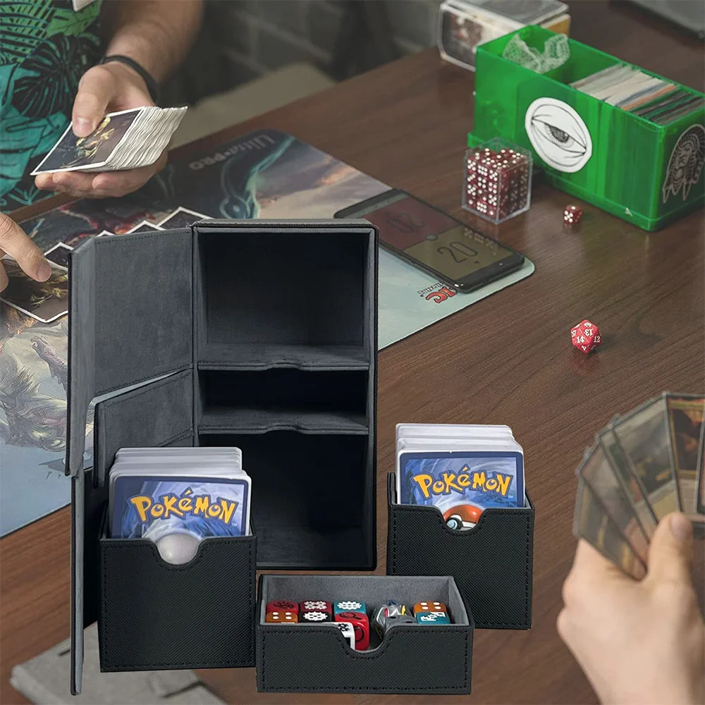 Factory Custom KXM Brand DECK BOX 04 Card Deck Box 3 Drawer Design with  Dice Tray PU Leather for /Yugioh/TCG Cards