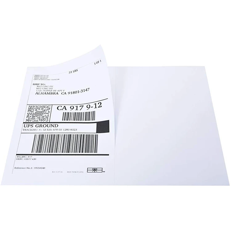 A4  Adhesive Half Paper Label Sheet Labels Blank for Express Shipping