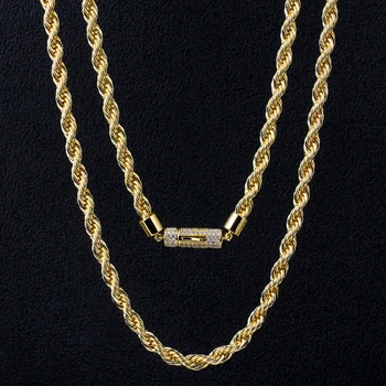 KRKC&CO 6mm 22inch Hip Hop Jewelry Wholesale 14K Gold Plated Men's Necklace Rope Chain