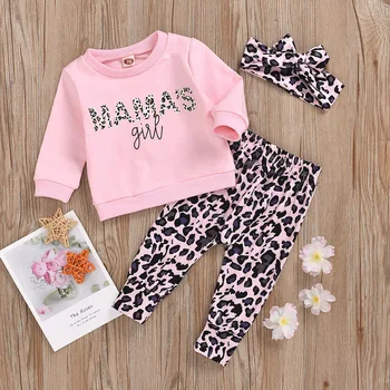 toddler girl autumn winter clothing sets 2 pieces long sleeve+leopard printPants girls pullover hoodie girls' clothing sets