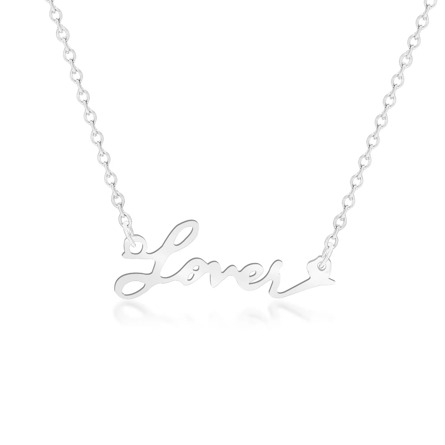 Stainless Steel Gold Plated Pendant Necklace Letter Lovers Couples
