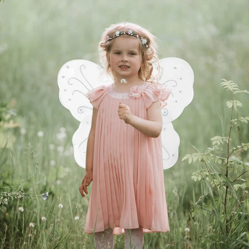 butterfly fairy dress up Fairy Birthday Outfit, Long Flower Tutu Pageant Dress, Baby Girl Crochet  Top, Over the Top Fabric Headband Butterfly Pixie Wings Costume