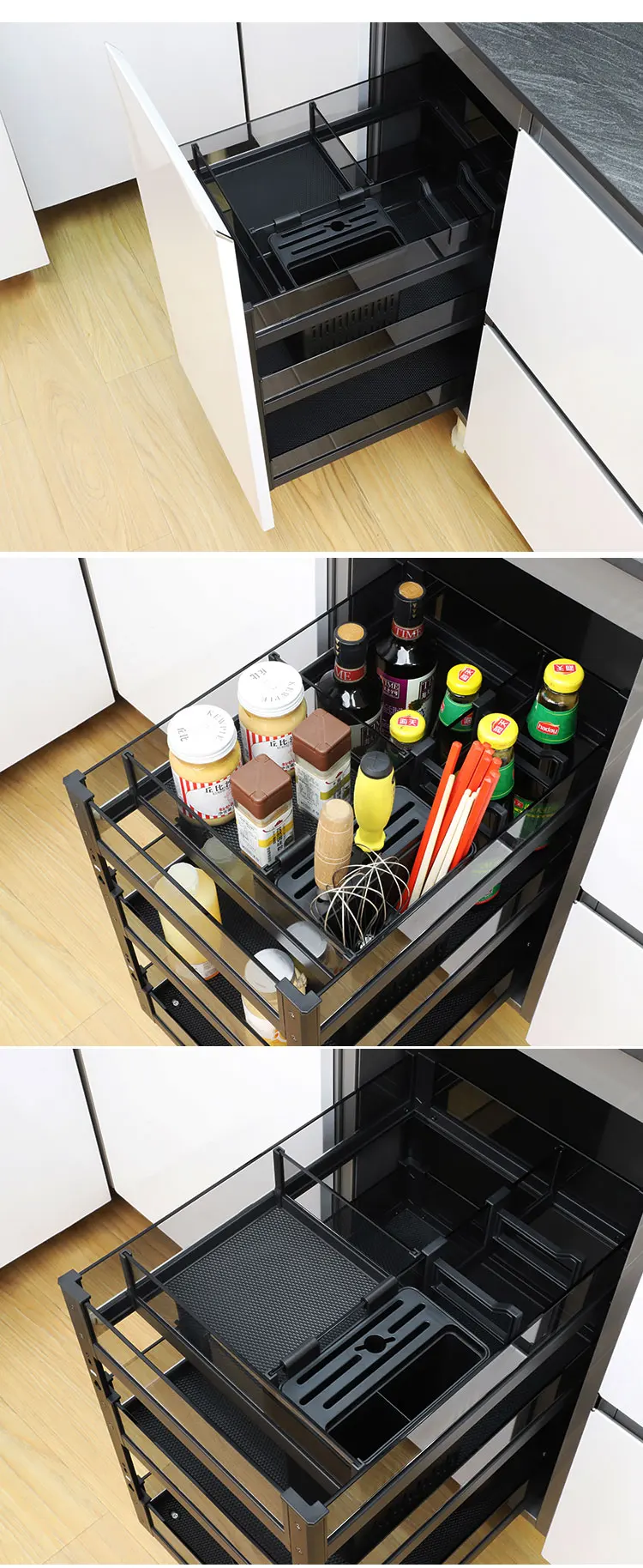 Modular Stainless Steel Kitchen Drawer Sliding Basket Cabinet Pull Out ...