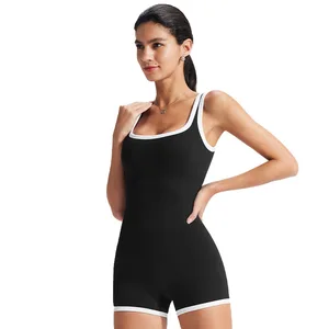 Women's Sports Jumpsuit Cross-Border Fitness Pilates Training Plus Size Front Elastic Waist Hip-Lifting Yoga Shorts