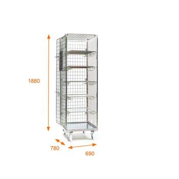 Medium Duty Security Metal Rolltainer 5 Folding Shelves 720x805 Roll Cage Durable Pallet Rack Wire Container Powder Coating