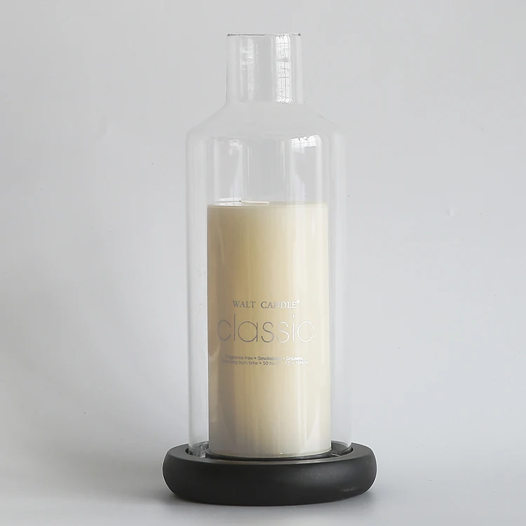 Bixuan Borosilicate Glass Candle Holders Clear Glass With Black Resin