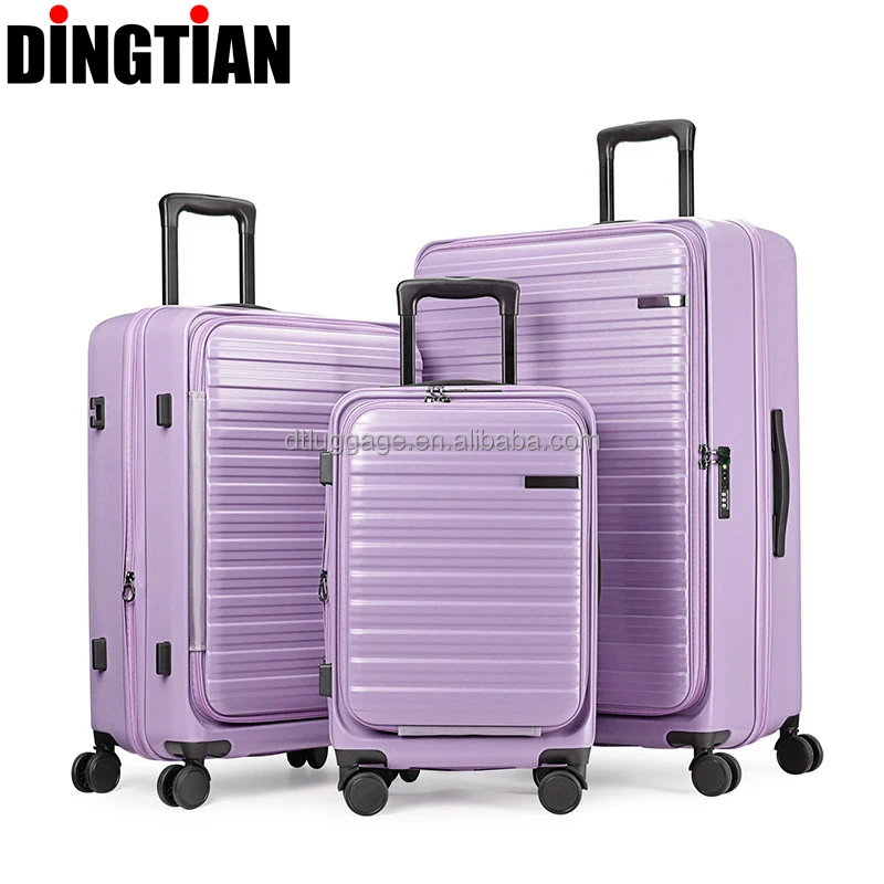 High Quality ABS PC Hard Shell Carry-On Luggage New Design Factory Suitcase with Front Opening Laptop Pocket Travel Trolley Bag