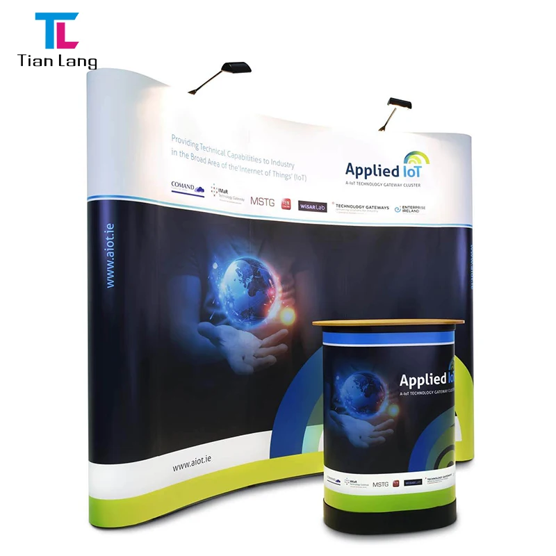 Tian Lang Pasirinktinis logotipas Dviejų pusių siena iš aliuminio fono Baneriai Ištempti Tekstiniai spausdinami reklaminiai Stendai