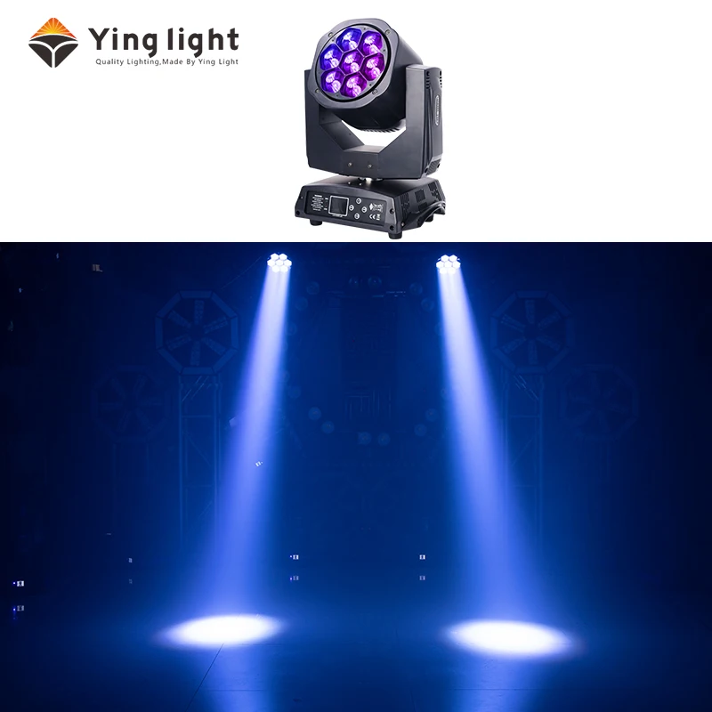 7x15w Ledズーム移动ヘッドライトRGBW 4in1ビーアイズムービングヘッド