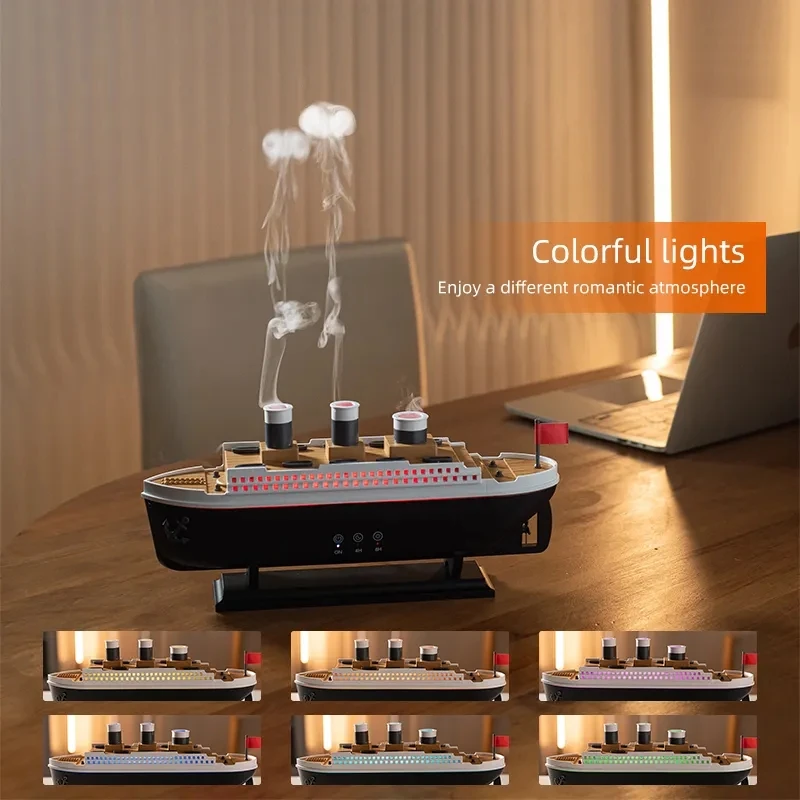 250Ml Remote Control Ultrasonic Air Humidifiers 7colorful Night Light  Smoke Ring Spray Humidifier Aromatherapy Diffuser Machine