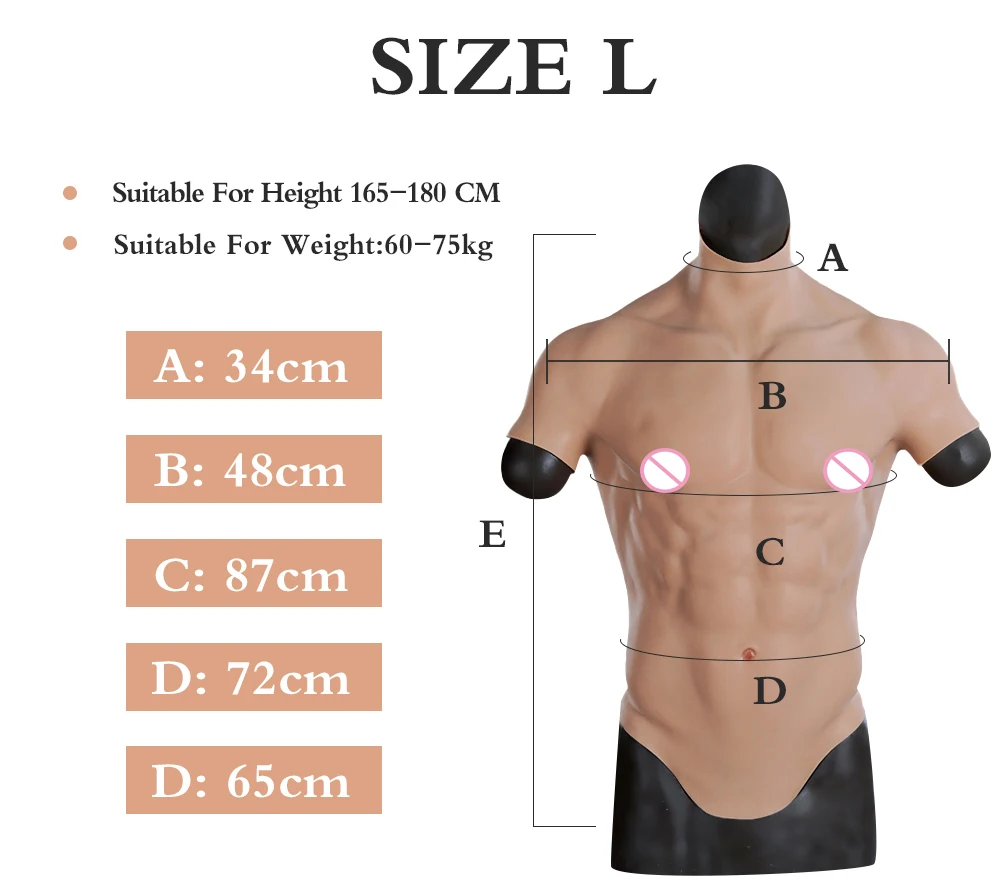 Dokier Realistic Silicone Muscle Chest & Abs Vest Suit For Men's Cosplay