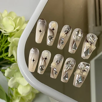 Wholesale high quality 24 pieces of false nails  girls full coverage nail art press-on nails