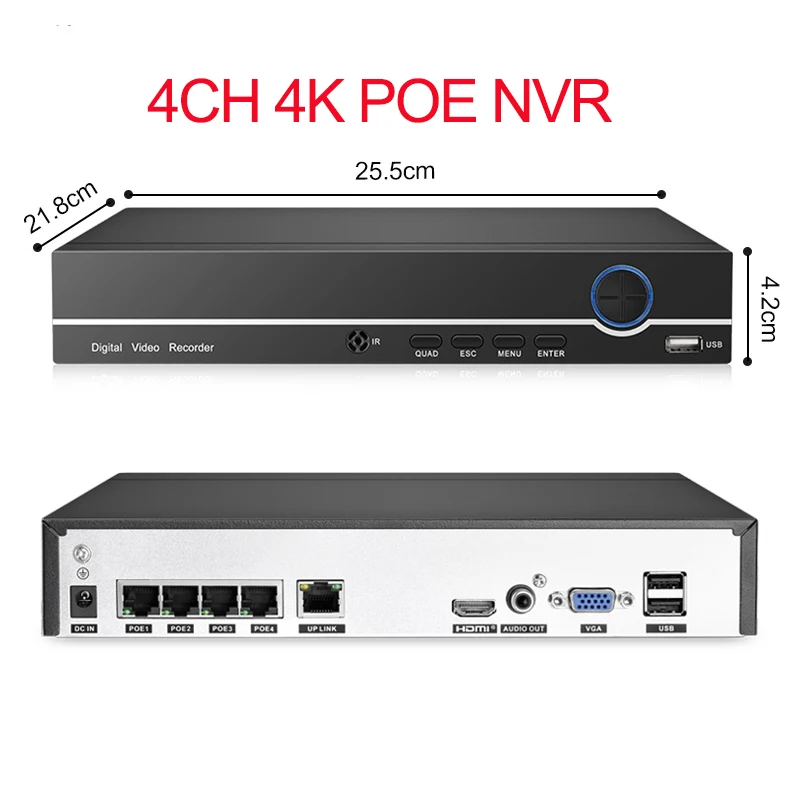 Poe Nvr 4k 4ch Xmeye App 8mp Security Surveillance Network Video ...