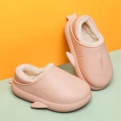 Хлопковые тапочки, зимние милые Мультяшные Нескользящие износостойкие водонепроницаемые теплые домашние хлопковые тапочки для мальчиков и девочек