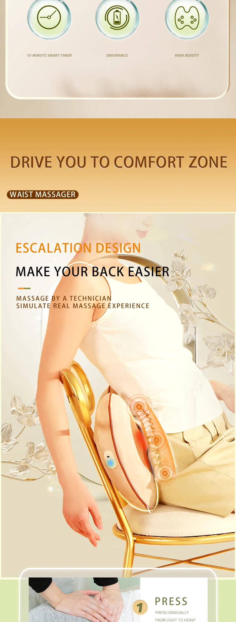 Dropshipping Products 2025 Full Body Neck Infrared Heated Massage Pillow Electric Back Massager Pillow Waist Massager 2 Modes