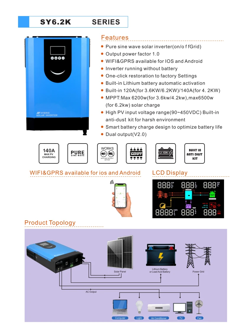 5kw All In One Power Wall Solar Inverter Batteries 48v Solar Energy