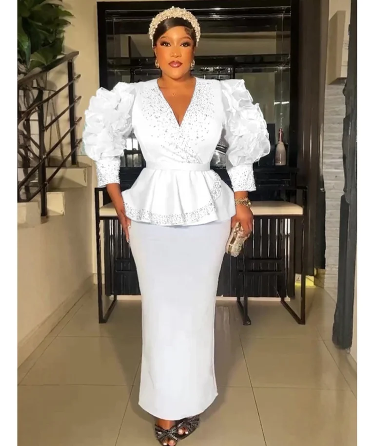 Plus Size African Party Dresses for Women 2025 New Fashion Dashiki Ankara  Outfits Sequin Wedding Gowns Elegant Muslim Maxi Dress