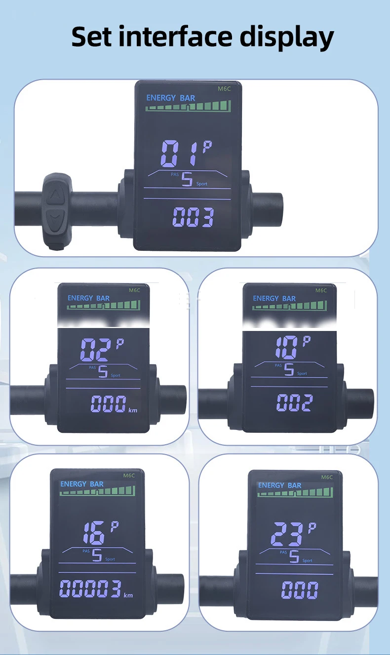 OUXI Electric V20 Pro M6C 20-Inch Fat E Scooter Parts V20/V20 Pro LCD Display Meter 24V-60V USB Panel Screen for Electric Bike