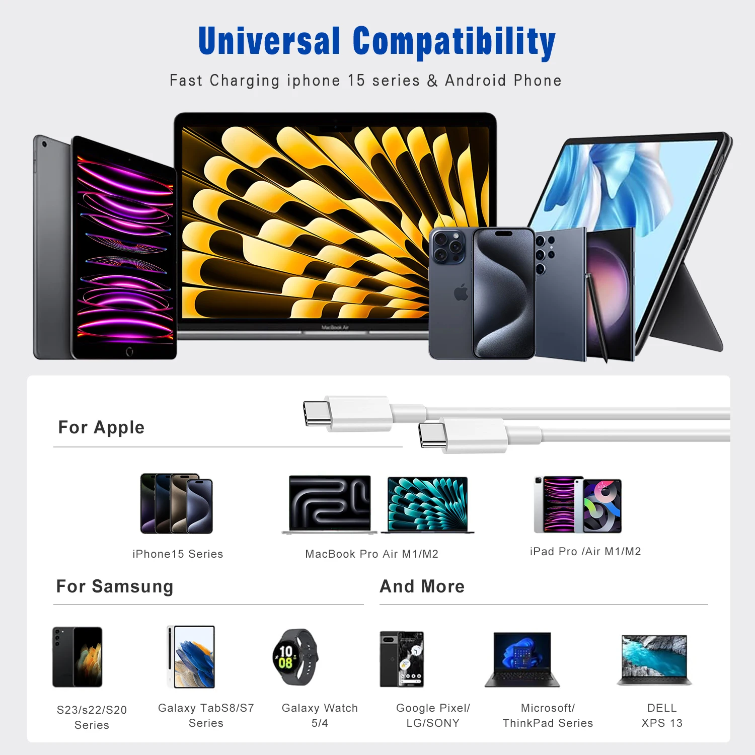Custom Power Communication Mobile Phone Flex USB Type C Fast Charging Data Cable