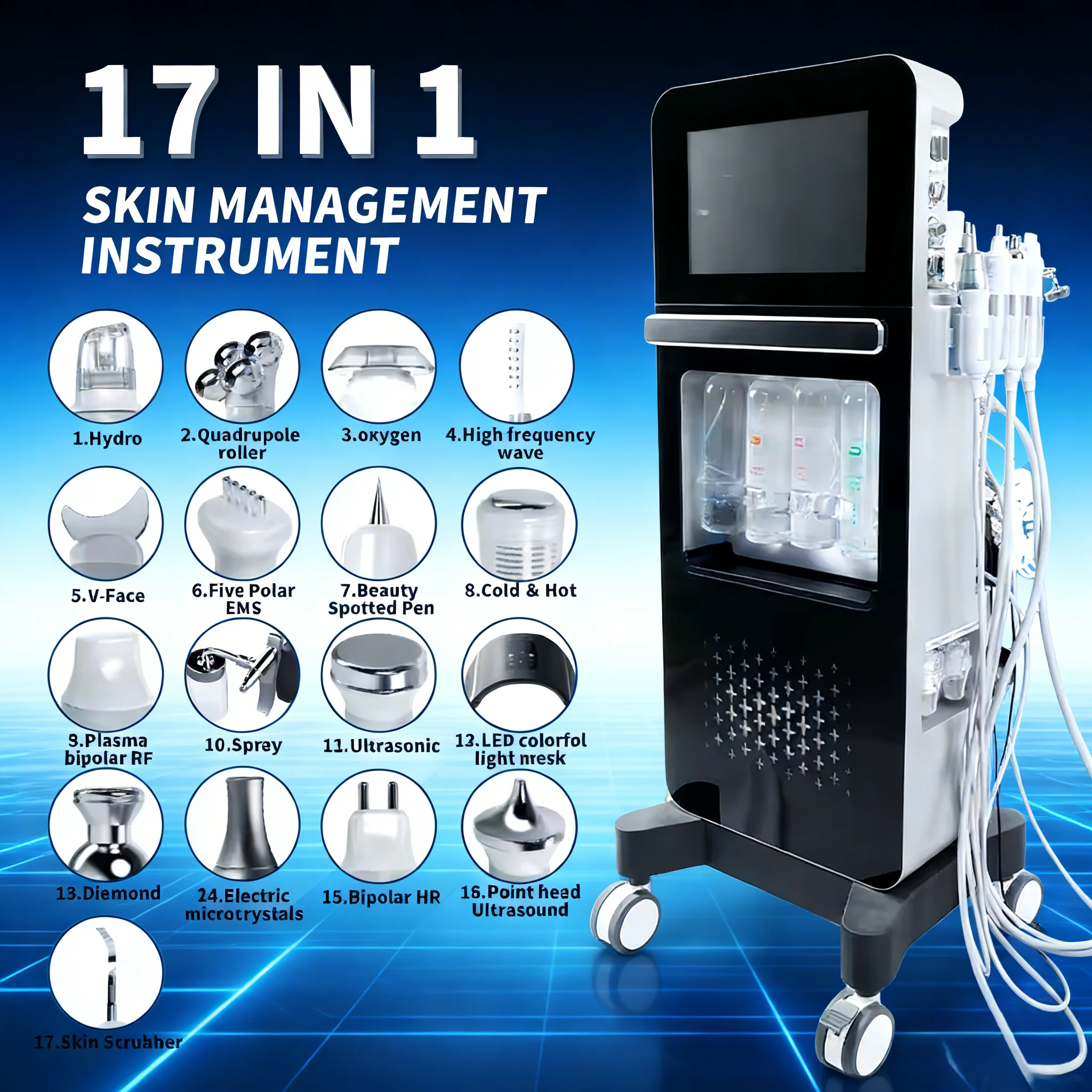 17 in 1 Multifunctional Facial Facial Beauty Device Hydra Oxygen