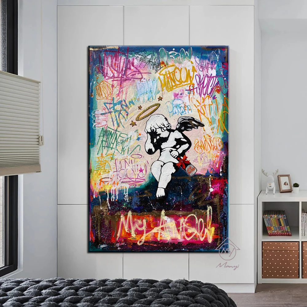 【限定額装】Banksy Angel with Paint プリント/バンクシー 限定額装】Banksy Angel with Paint プリント/バンクシー