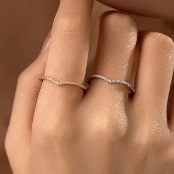 Elegant 925 Sterling Silver Wedding Engagement Rings Diamond Accented Love Jewelry Set for Women for Parties