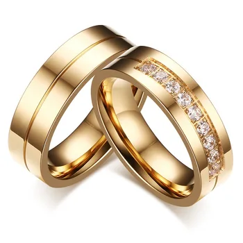 Lateefah OEM Stainless Steel Zircon Rings for Couples Wedding Rings Gold 18k Couple Diamond Ring