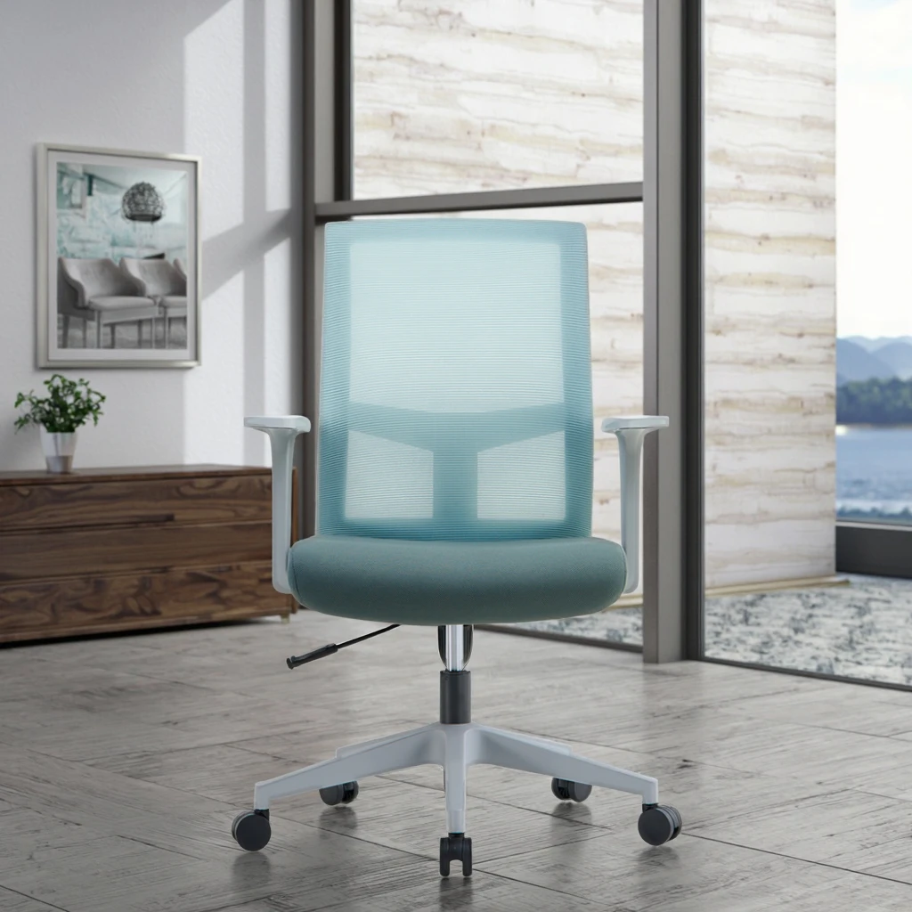 Simple Comfortable Home Study Ergonomic Conference Chairs Modern Executive Padded Seat Plastic Back Contoured Design Adjustable 3