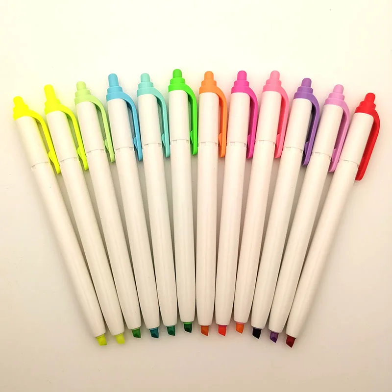 Выдвижной хайлайтер, долото, наконечник, флуоресцентный желтый, дюжина цветов хайлайтера