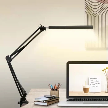 Modern 12W Lamp Clip Desk Bedside USB 3 colors LED Bedside Reading Table Dimmer Touch Adjustable Flexible Desk Lamp
