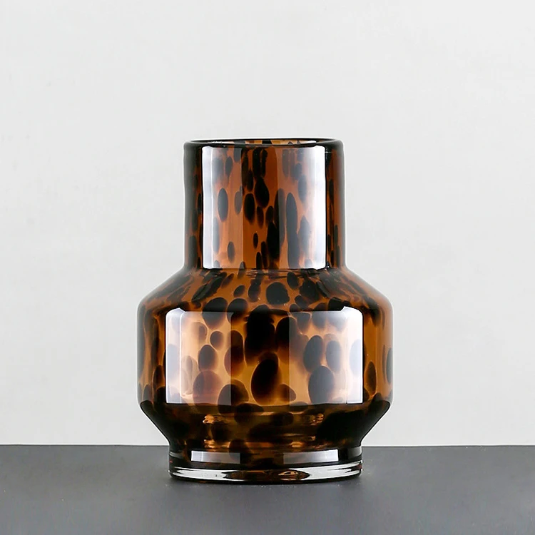 Stylish Handmade Leopard Print Glass Vase Home Tabletop Centerpiece
