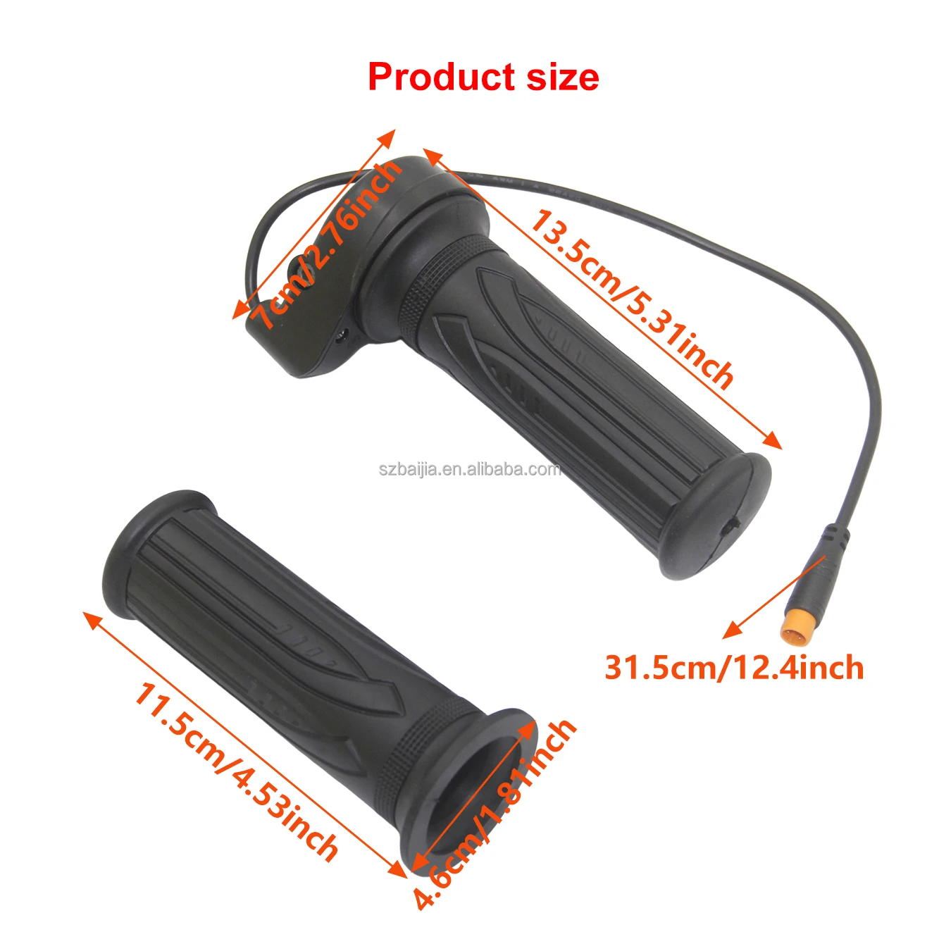 Waterproof Handle Electric Bicycle Twist Throttle Electric Parts for Ebike /fatBike Motorcycle Tricycle Hall Sensor Accelerator