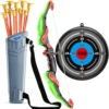 Green bow + 10 arrows + quiver + dart target + 3 bottles
