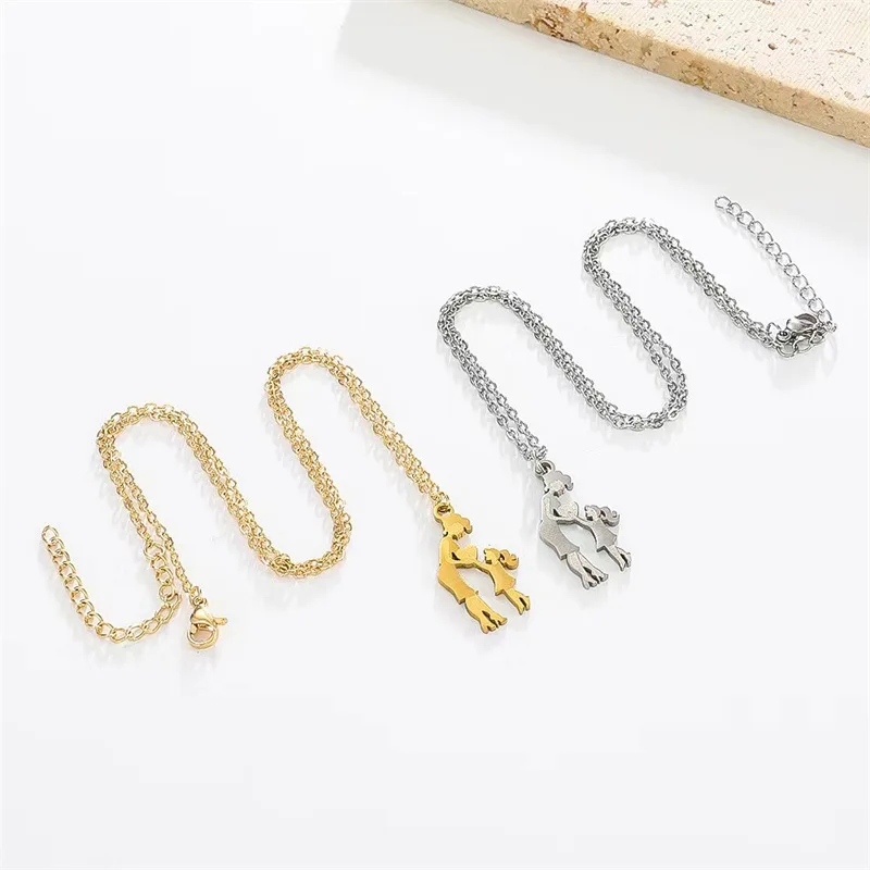 Mom Daughter Family Necklace Stainless Steel Chain Children Kid Silver Color Pendant Necklaces Jewelry Women Mother's Day Gift