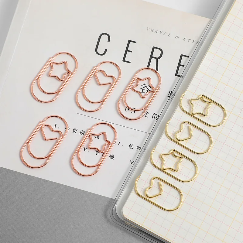 Wholesale 10 Pieces/bag Gold Colorful Office School Metal Paper Clips