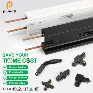 PULUOTI 220V 2-line LED Track Light System 2-wire ultra Slim Surface Mounted Indoor Modern Aluminum Design for Shop Store Lights