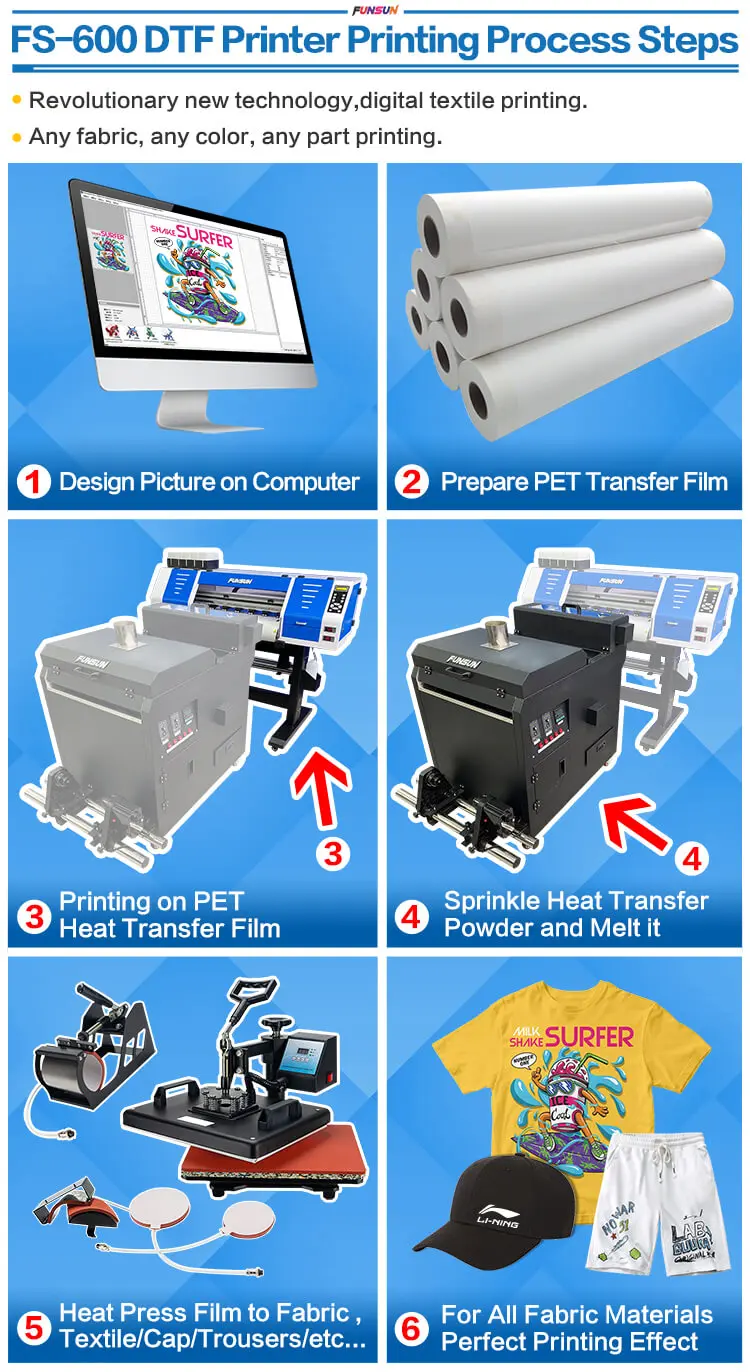 Funsun Fs-600 Direct To Pet Film 60cm T Shirt Garment Dtg Dtf Printer ...