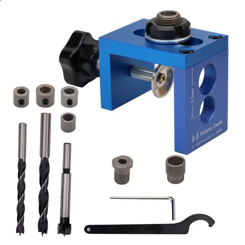 TEBAK W-143  2-in-1 3-in-1 Woodworking Drilling Positioner Hole Opener Round Wood Tenon Punch