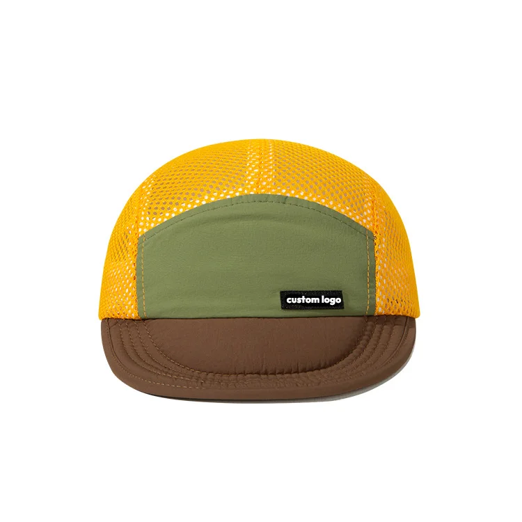 High Quality Custom Logo Label  Running Cap Lightweight Soft Short Brim Mesh Hole Camper Running Cap