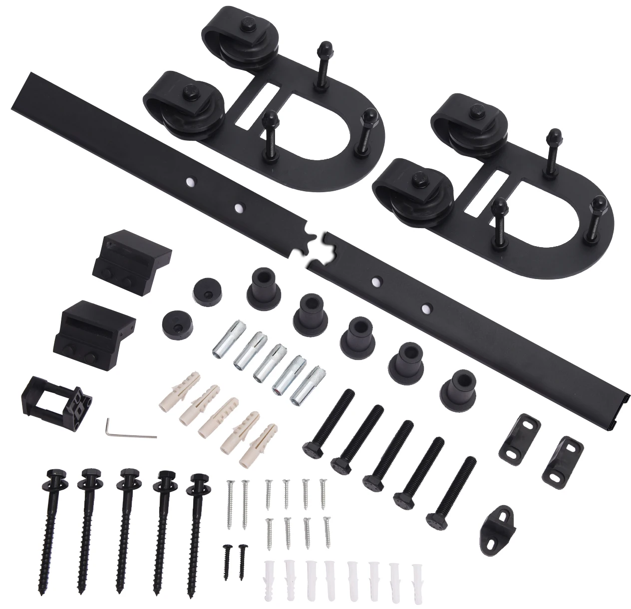 2x Schiebetür-Rollen-Set Schwarz – Riemenscheibe & Schiene (ca. 27,5 Cm) Für Scheunentor-Design
